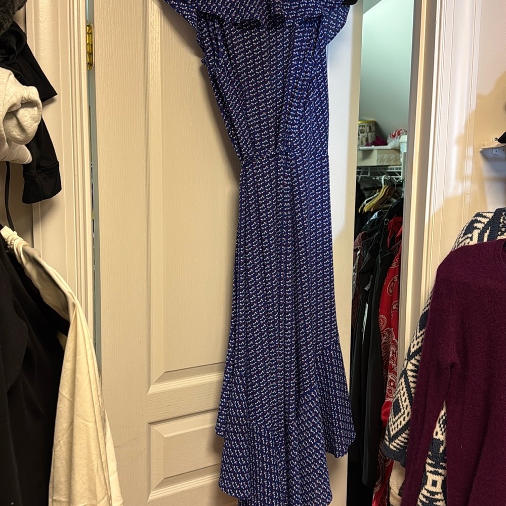 Blue Asymmetrical Ruffled Sundress with Flutter Sleeves - Picture 5 of 5